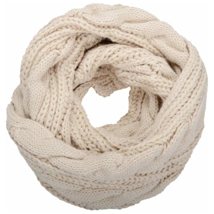Beiger Strickschal aus Wolle, modisches Accessoire für Herbst und Winter, warm und weich.