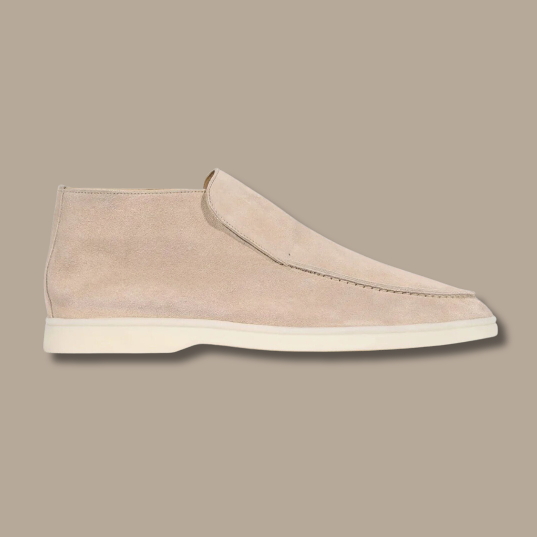 Beiger Wildleder-Stiefel, Herren, knöchelhoch, elegantes Design, rutschfeste Sohle.