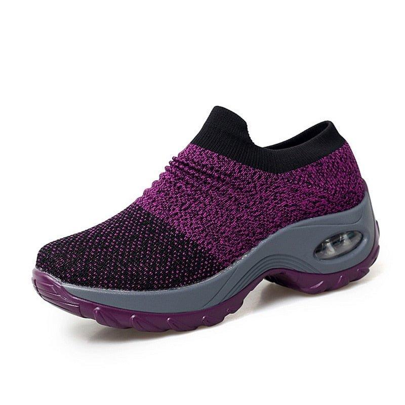 Lila Damen-Walkingschuhe, bequem, atmungsaktiv, rutschfest, für Sport und Freizeit.