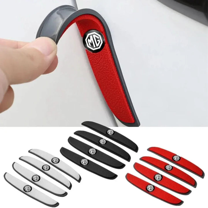 Schwarze und rote Auto-Türschutzstreifen mit MG-Logo, stoßfest, Set aus 8 Stück.