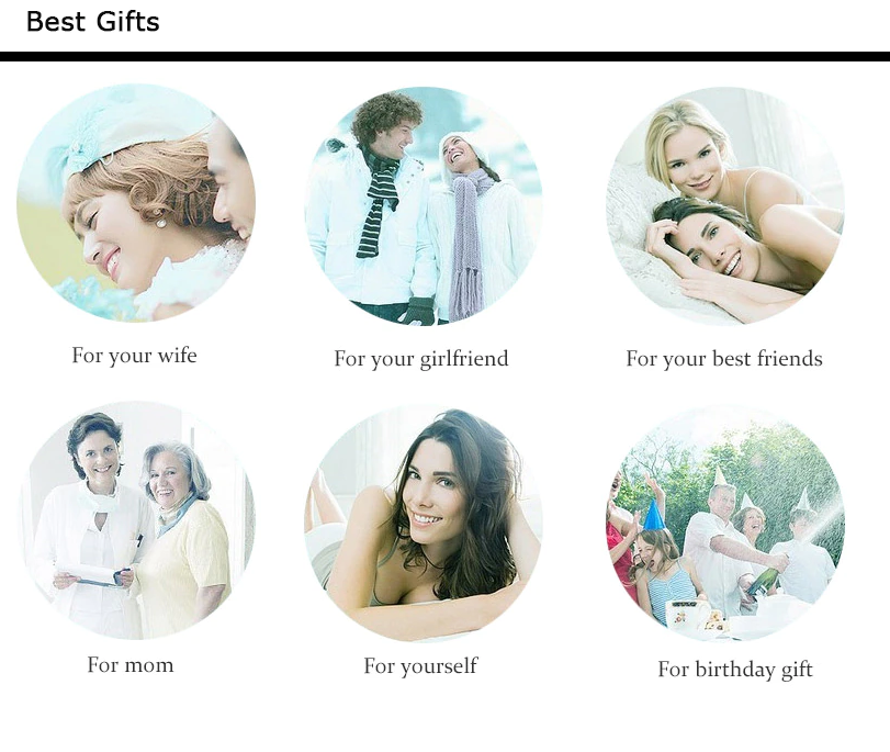 Sechs Geschenkideen für Frauen: Ehefrau, Freundin, beste Freunde, Mutter, sich selbst, Geburtstag.