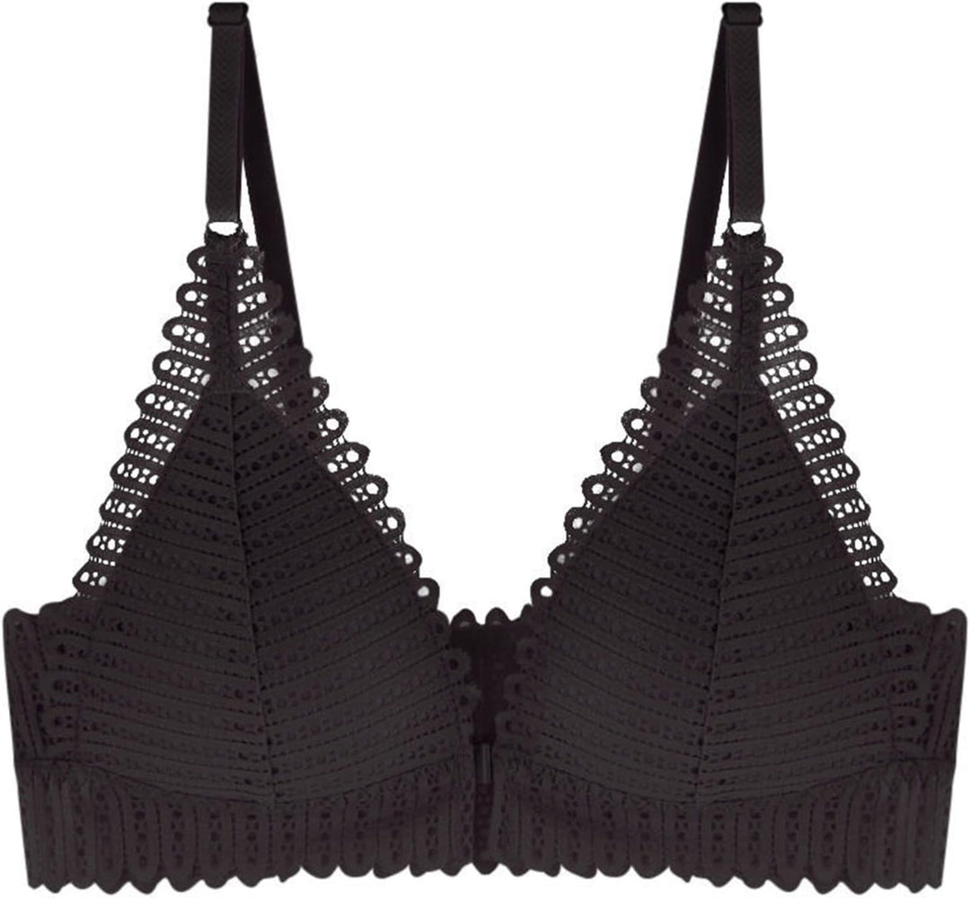 Schwarzer Spitzen-Bralette, Triangel-Design, verstellbare Träger, Damenunterwäsche.