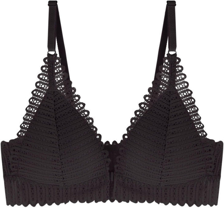 Schwarzer Spitzen-Bralette, Triangel-Design, verstellbare Träger, Damenunterwäsche.