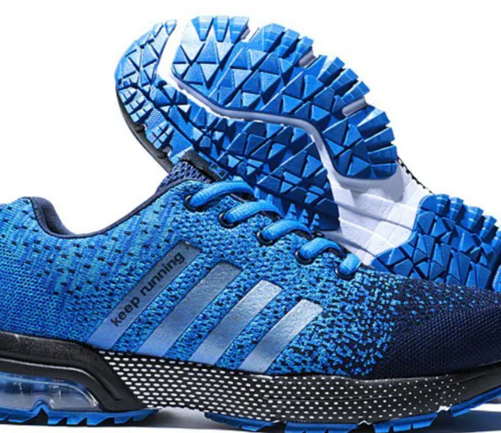 Blaue Laufschuhe mit Profilsohle, atmungsaktiv, für Herren, Sport, Fitness, Outdoor.