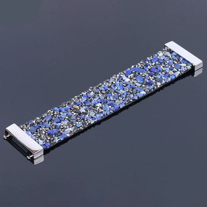 Luxuriöses Armband mit blauen Kristallen, Edelstahl, funkelnd, modisch, Damenaccessoire.