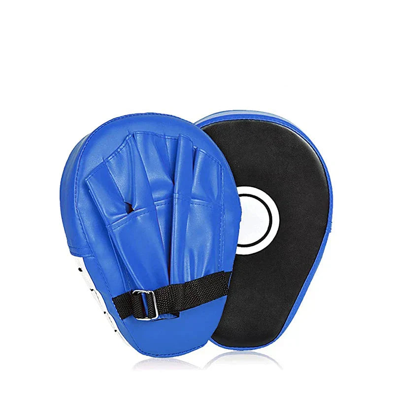 Blaue Boxhandschuhe aus Leder für Training, Fitness, Kampfsport, mit verstellbarem Riemen.