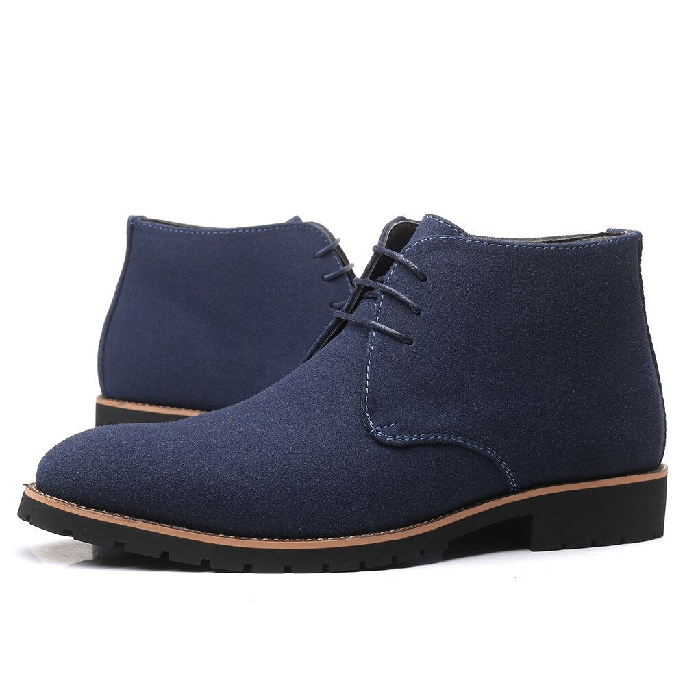 Blaue Herren-Chelsea-Stiefel aus Wildleder, modisch, rutschfest, ideal für Frühling.