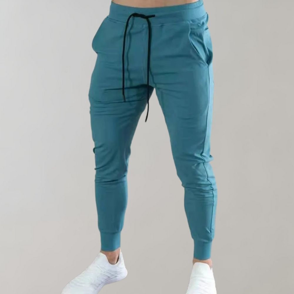 Blaue Jogginghose Herren, elastisch, mit Kordelzug, bequem, Sportbekleidung, Freizeitmode.
