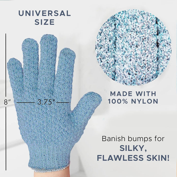 Blaue Peeling-Handschuhe aus Nylon, universelle Größe, für glatte Hautpflege.