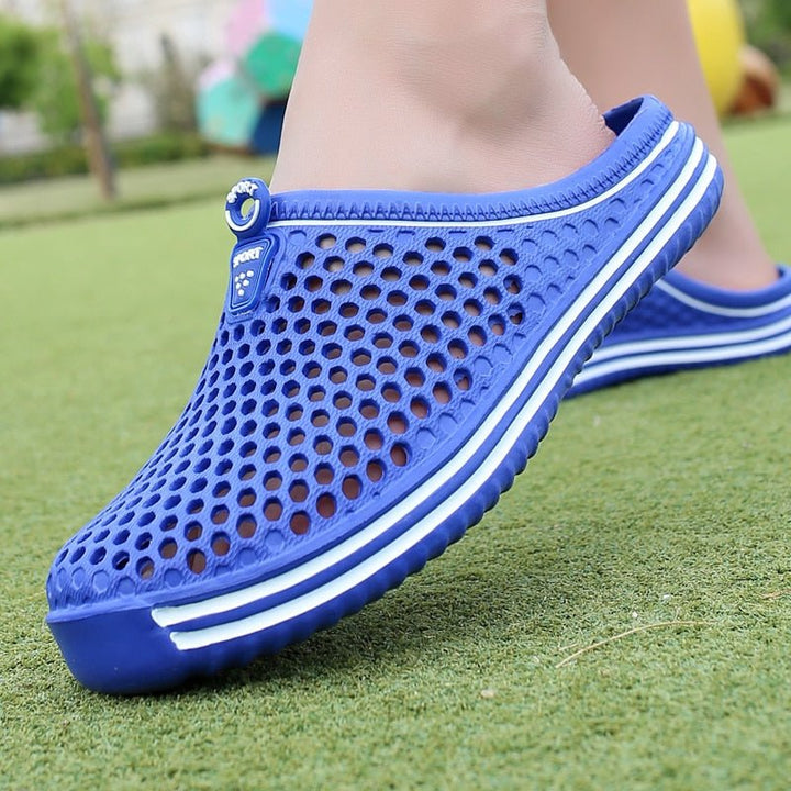 Blaue Mesh-Sommerschuhe für Damen, atmungsaktiv, rutschfest, ideal für Freizeit und Garten.