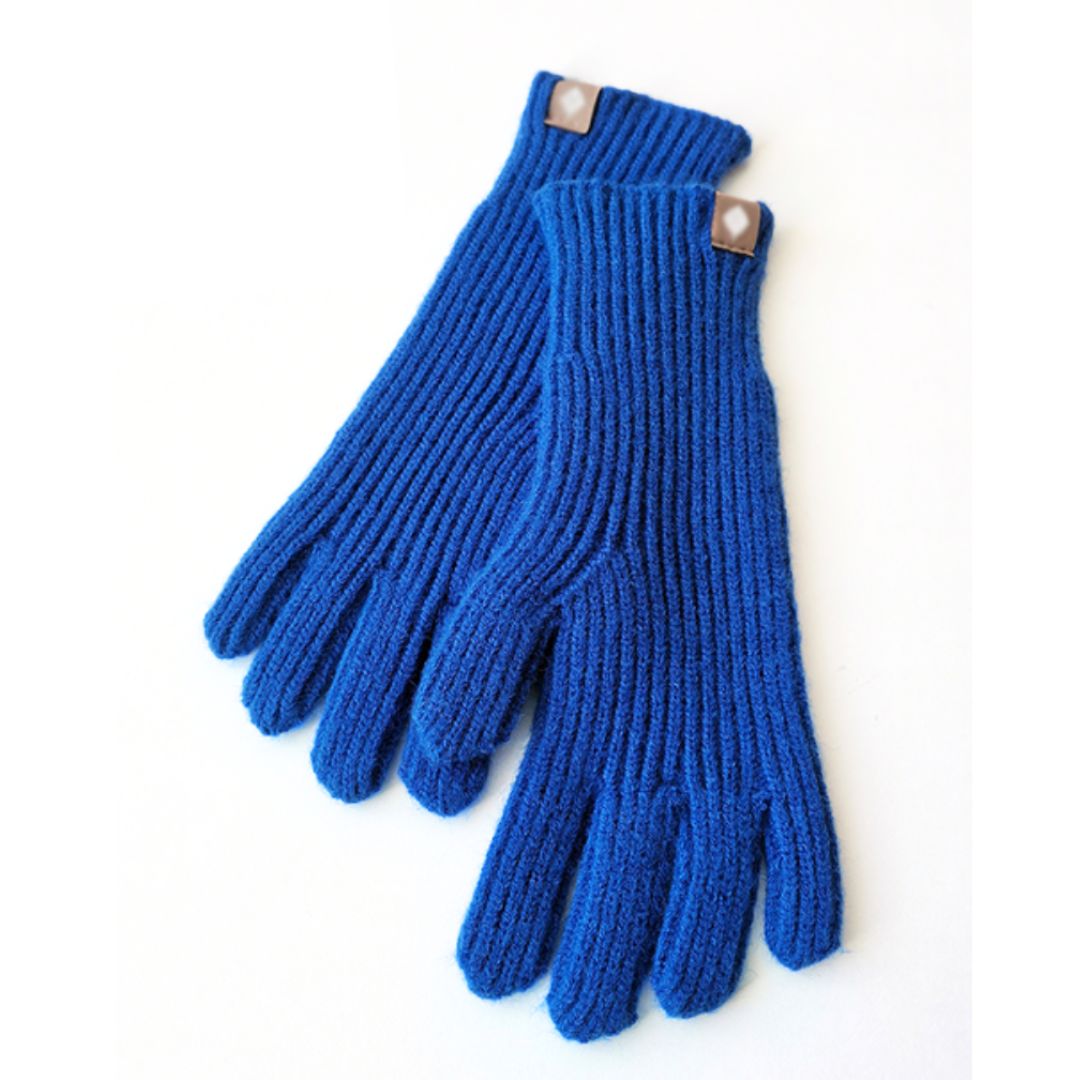 Blaue gestrickte Handschuhe aus Wolle, warm, wintertauglich, modisch, bequem, unisex.