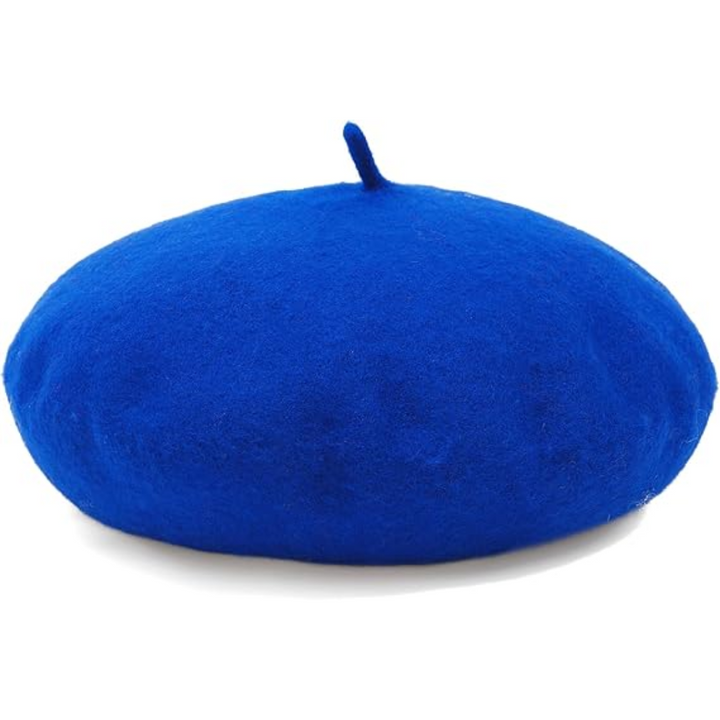 Blaue Woll-Baskenmütze, klassisches Design, modisches Accessoire, Unisex, Herbstmode.