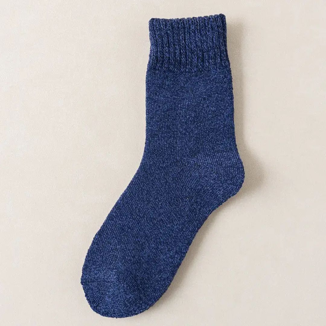 Blaue Wollsocke, warm, bequem, gestrickt, Unisex, Wintermode, hochwertige Qualität.