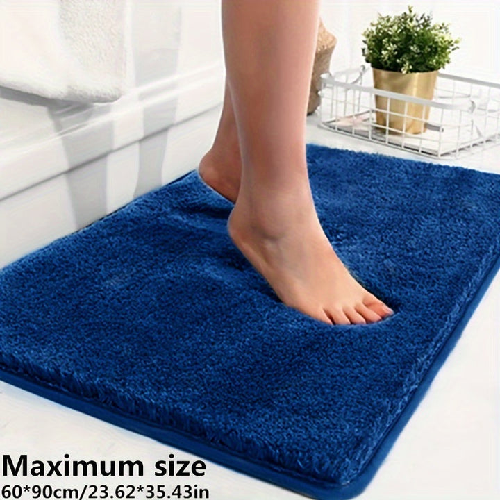 Blaue Badematte, rutschfest, saugfähig, 60x90 cm, Badezimmerteppich, weiches Mikrofaser-Material.
