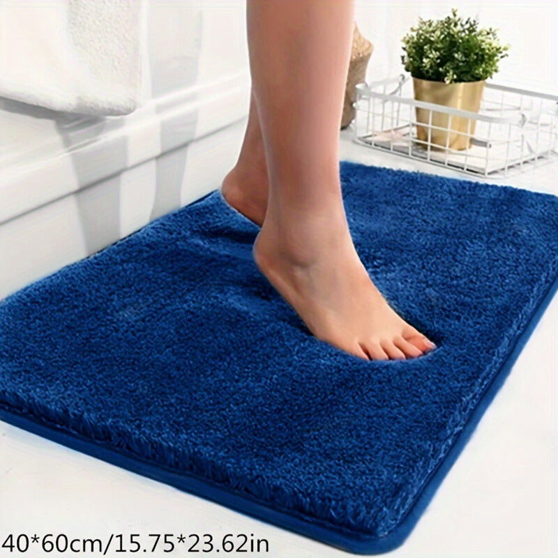 Blaue Badematte, rutschfest, saugfähig, 40x60 cm, Badezimmerteppich, weiches Material.