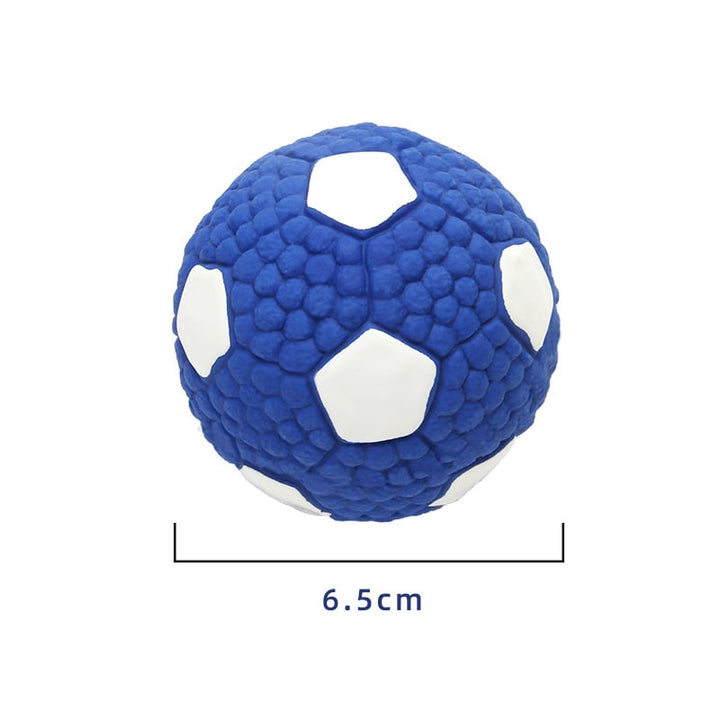 Blauer und weißer Hundespielzeugball, 6,5 cm, aus Gummi, Fußball-Design.