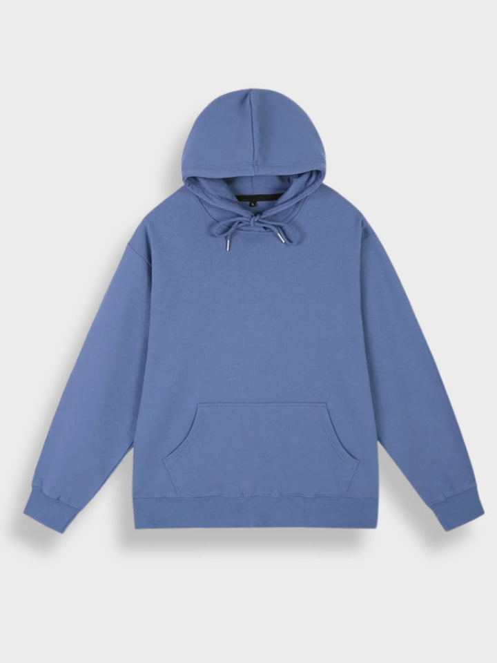 Blauer Kapuzenpullover aus Baumwolle, Unisex, lässig, modisch, bequem, ideal für Herbst.