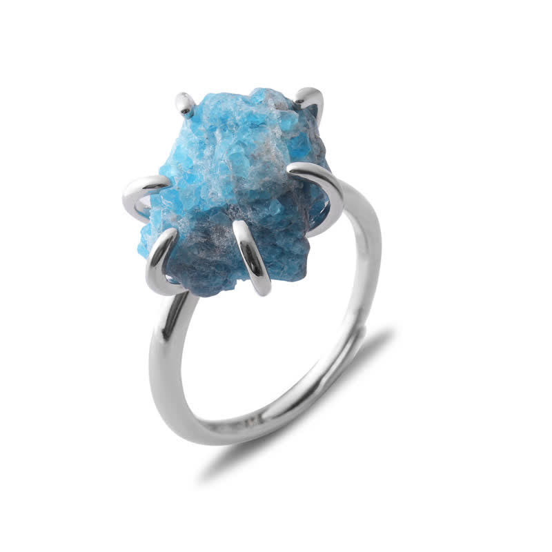 Silberring mit rohem blauem Edelstein, einzigartiges Design, handgefertigter Schmuck, Geschenkidee.