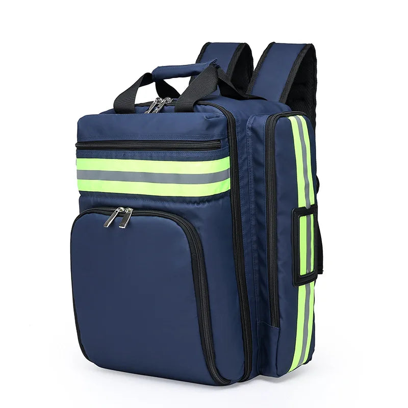 Dunkelblauer Rucksack mit reflektierenden Streifen, Schulrucksack, wasserdicht, Unisex.