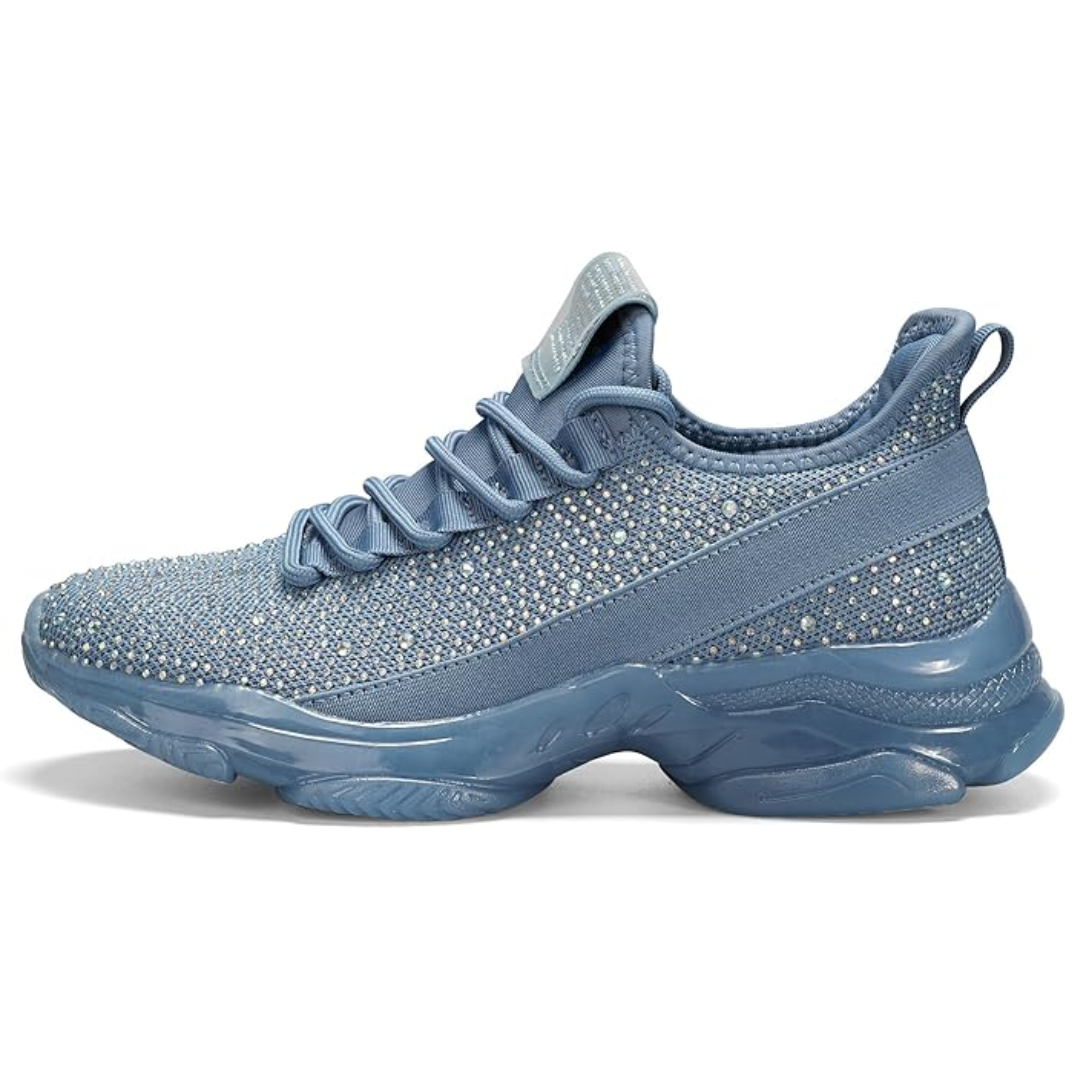 Blaue Sneaker mit Strasssteinen, modische Damen-Sportschuhe, atmungsaktiv, rutschfest.