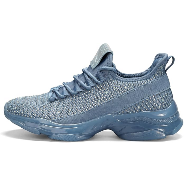 Blaue Sneaker mit Strasssteinen, modische Damen-Sportschuhe, atmungsaktiv, rutschfest.