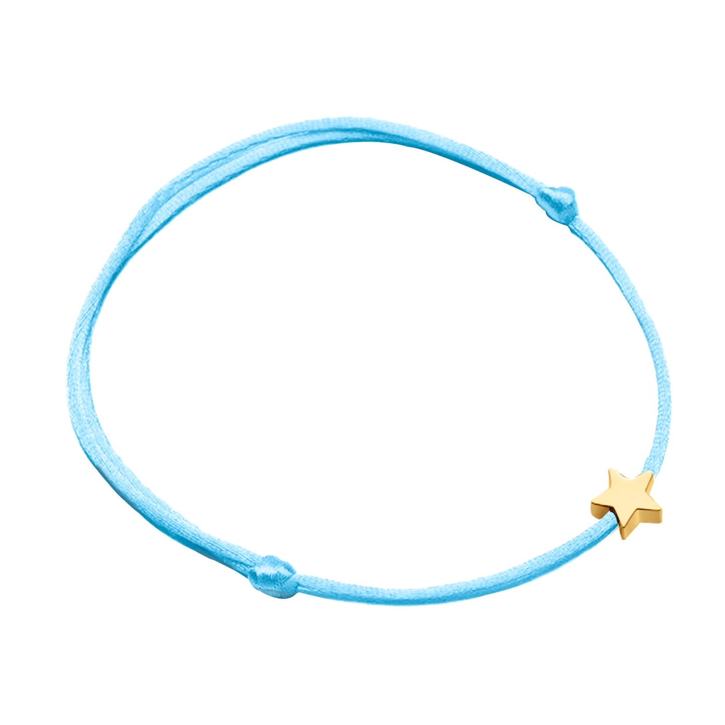 Blaues Armband mit goldfarbenem Sternanhänger, minimalistisches Schmuckdesign, Damenaccessoire.
