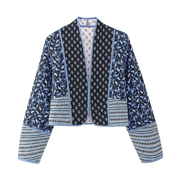 Blauer Damen-Kimono mit Paisley-Muster, Baumwolle, traditionelles Design, modisch, elegant.