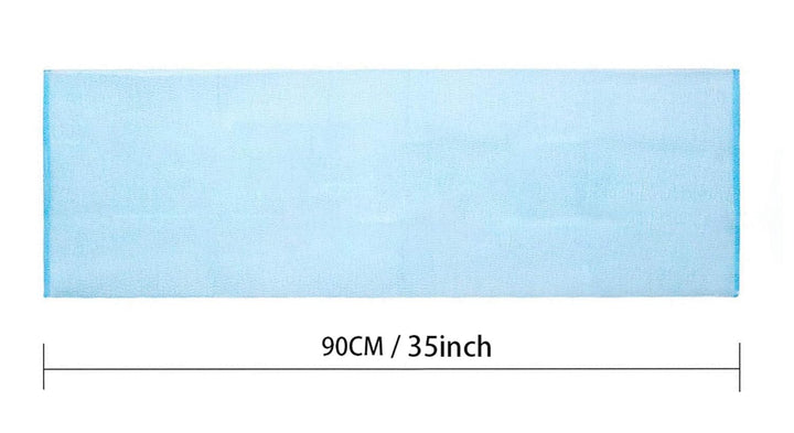 Blaues Mikrofaser-Handtuch, 90 cm, schnelltrocknend, ideal für Sport und Reisen.