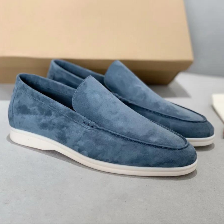 Blaue Wildleder-Loafer für Herren, elegantes Design, rutschfeste Sohle, Freizeitmode.