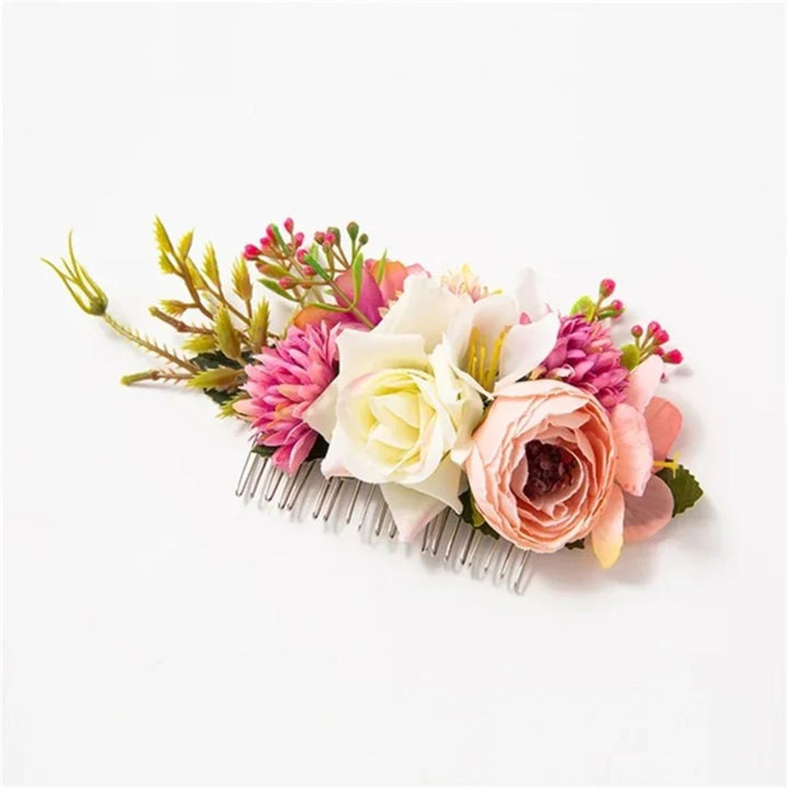 Haarspange mit künstlichen Blumen, rosa und weiß, Hochzeitsschmuck, romantisches Accessoire.