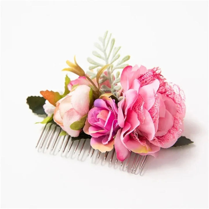 Rosa Blumen-Haarkamm, künstlich, Hochzeitsschmuck, romantisch, elegantes Accessoire.