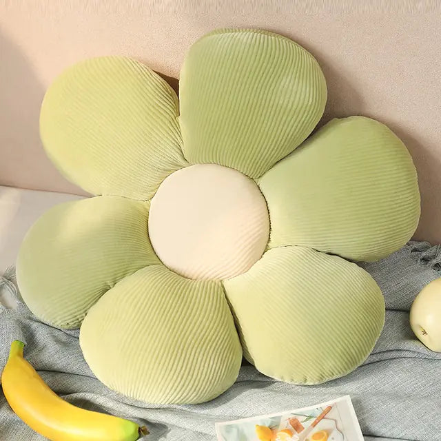 Grünes Blümchenkissen aus Cordstoff, dekorativ, gemütlich, für Sofa oder Bett.
