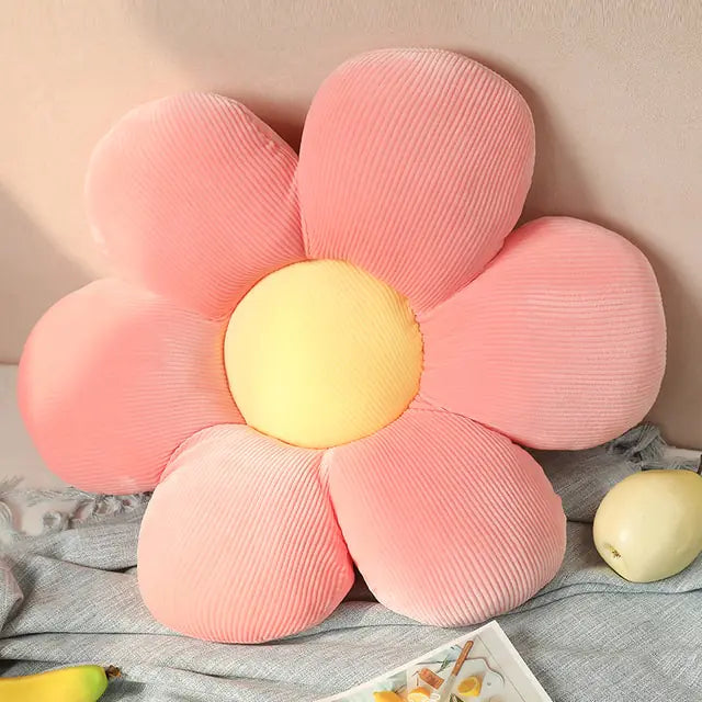 Rosa Blume Kissen, Cord, dekorativ, Sofa, Wohnzimmer, gemütlich, gelber Kern, Geschenkidee