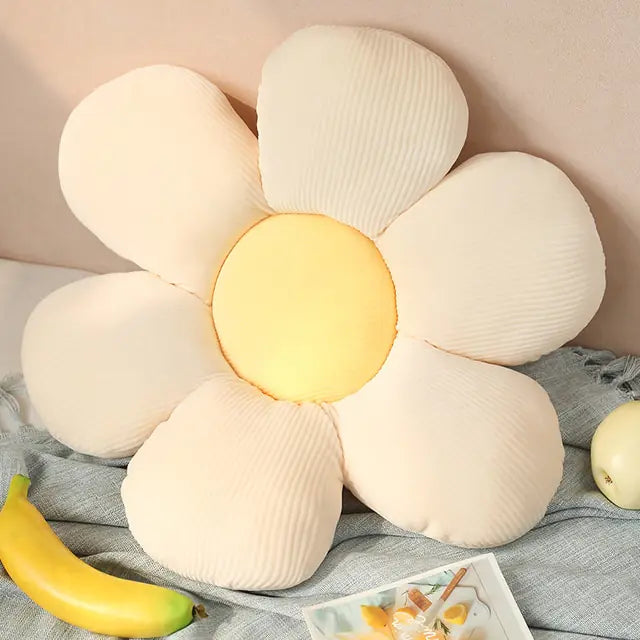 Beige Blume Kissen, weiches Plüschmaterial, dekorativ, Sofa Dekoration, Wohnzimmer Accessoire