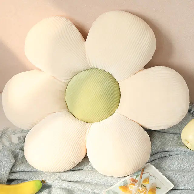 Blumenförmiges Kissen, cremeweiß, gerippt, dekorativ, Sofa-Dekoration, Wohnzimmer, gemütlich