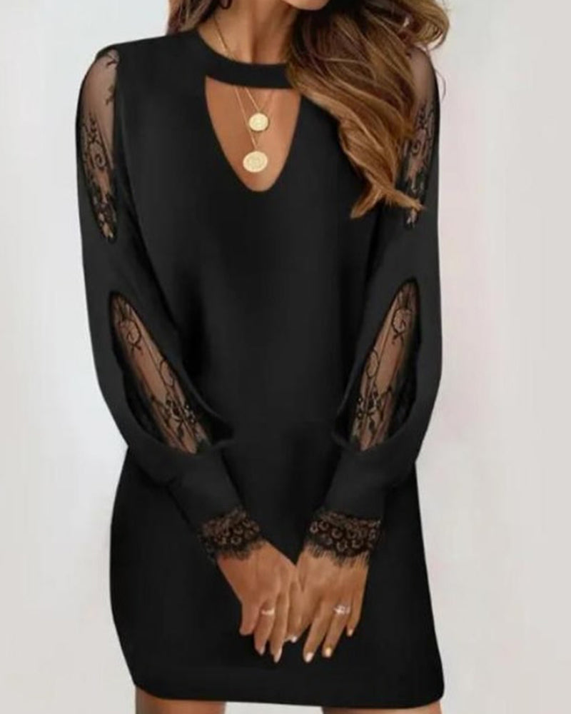 Černé bodycon šaty s síťkou a výstřihem do V – Selena