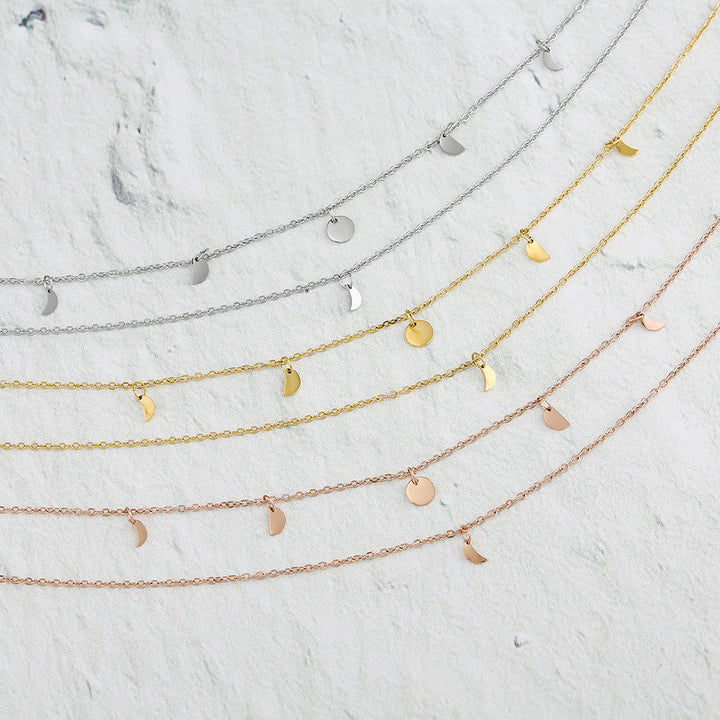 Mehrschichtige Boho-Halskette, gold, silber, roségold, modisch, Damen-Schmuck, Anhänger.