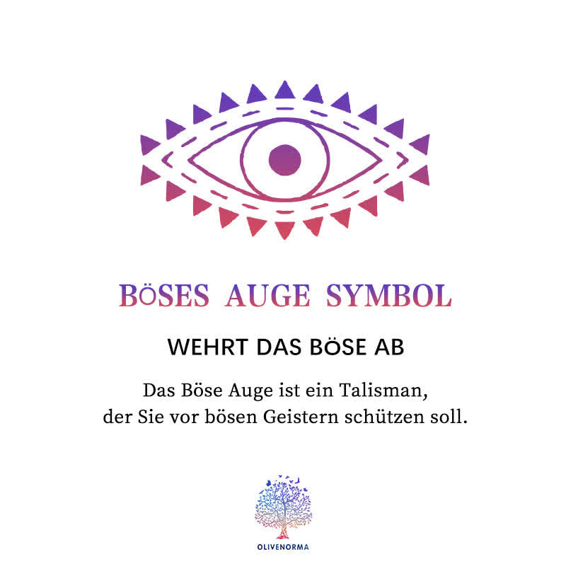 Böses Auge Symbol, Talisman gegen böse Geister, lila Design, Schutzamulett, Olivenorma.