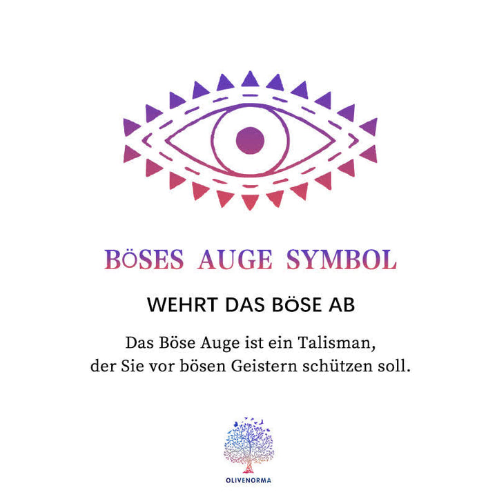 Böses Auge Symbol, Talisman gegen böse Geister, lila Design, Schutzamulett, Olivenorma.