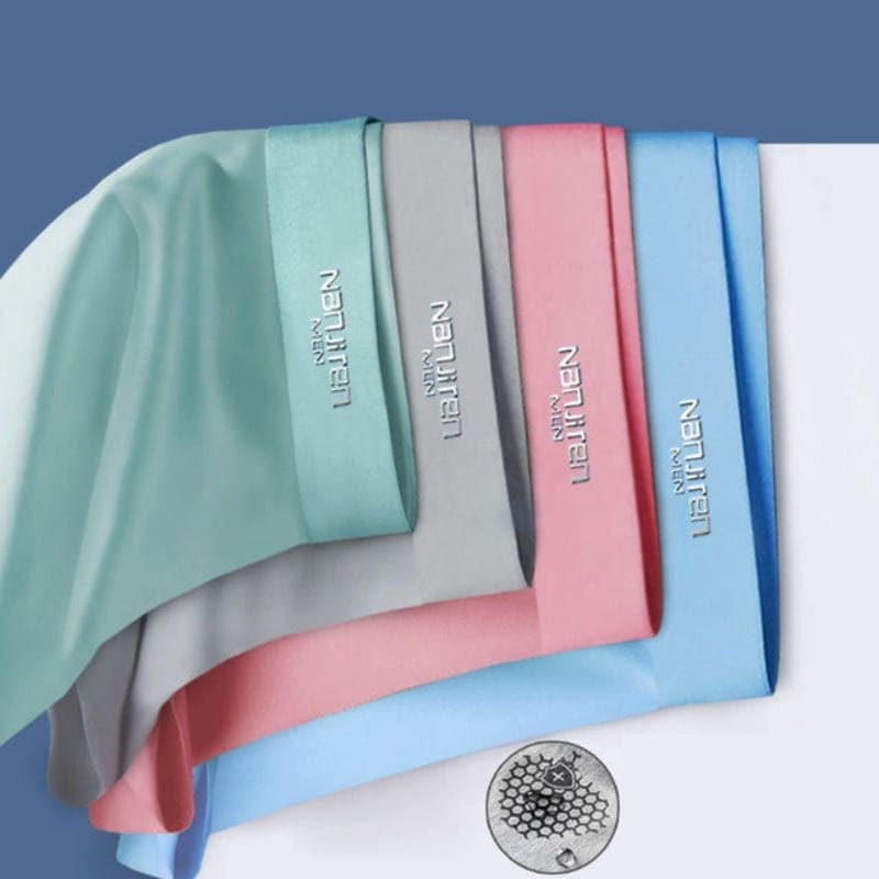 Seidenboxershorts für Herren, ultradünn, atmungsaktiv, in Blau, Grau, Rosa, mit Graphen-Design.