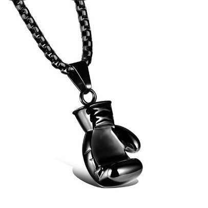 Herren Boxhandschuh Halskette, Ruthenium plattiert, Edelstahl, modisch, robust.