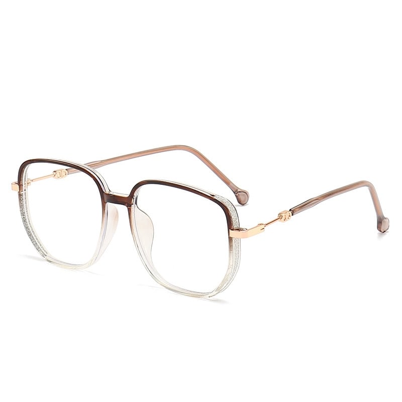 Braune, stilvolle Anti-Blau-Licht Lesebrille, quadratisches Design, tragbar, modisch.