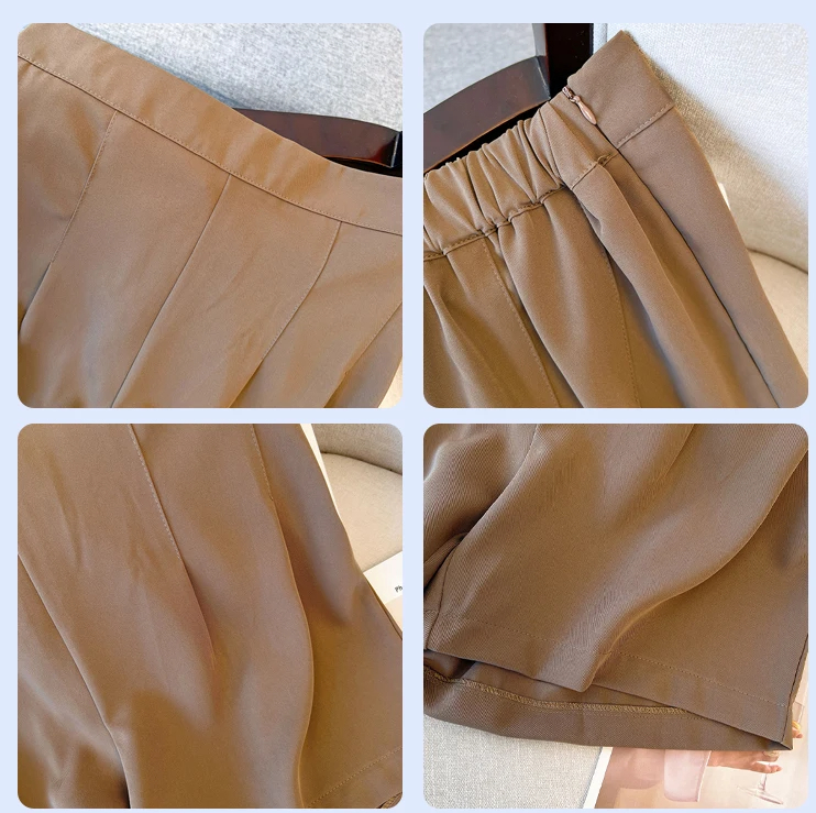 Braune Damen-Shorts aus Baumwolle, elastischer Bund, lässig, bequem, Sommermode.