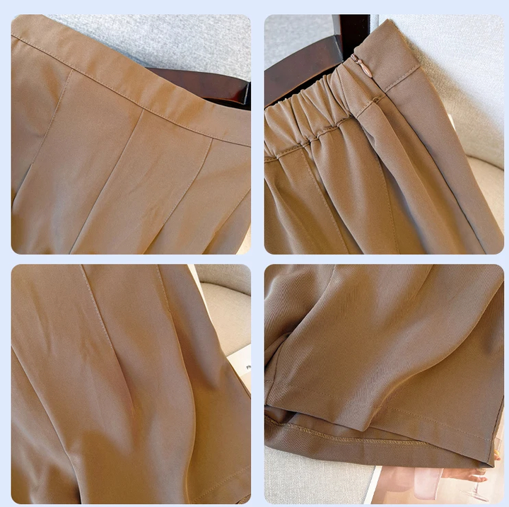 Braune Damen-Shorts aus Baumwolle, elastischer Bund, lässig, bequem, Sommermode.