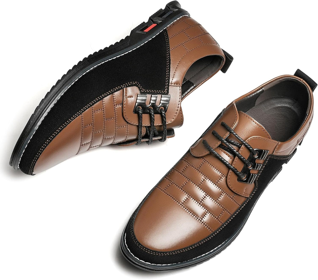 Braune Herrenschuhe aus Leder, rutschfeste Sohle, Schnürung, elegant, bequem, modisch.