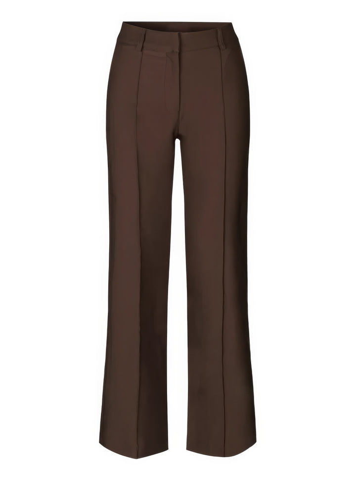 Braune Damenhose, gerade geschnitten, elegant, aus Baumwolle, ideal für Büro und Freizeit.