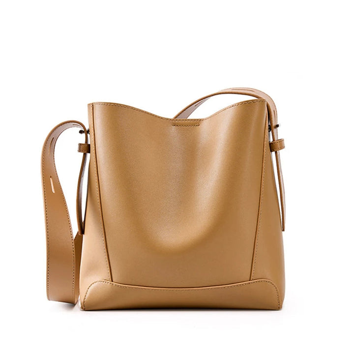 Beige Damenhandtasche aus Leder, modisch, Umhängetasche, elegant, für Alltag und Büro.