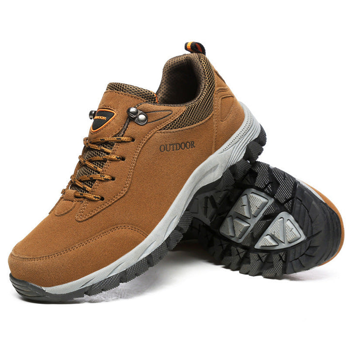 Braune Outdoor-Wanderschuhe, rutschfeste Sohle, atmungsaktiv, Herren, robustes Design.