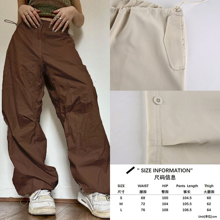 Braune Baggy-Hose Damen, lässig, Baumwolle, mit Taschen, Streetwear, Mode, bequem.