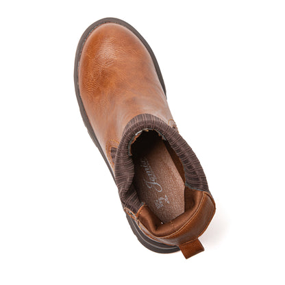Brauner Lederstiefel, Chelsea-Design, rutschfeste Sohle, Herrenmode, langlebig, bequem.